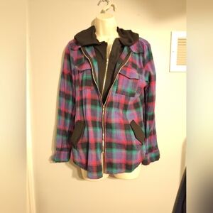 Vintage Double Zip Plaid Shirt
